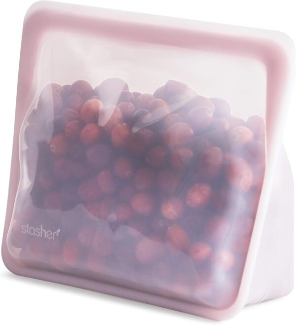Stasher Platinum Silicone Food Grade Reusable Storage Bag, Rose Quartz (Stand-Up Mid) | Reduce Single-Use Plastic | Cook, Store, Sous Vide, or Freeze | Leakproof, Dishwasher-Safe, Eco-friendly | 56 Oz