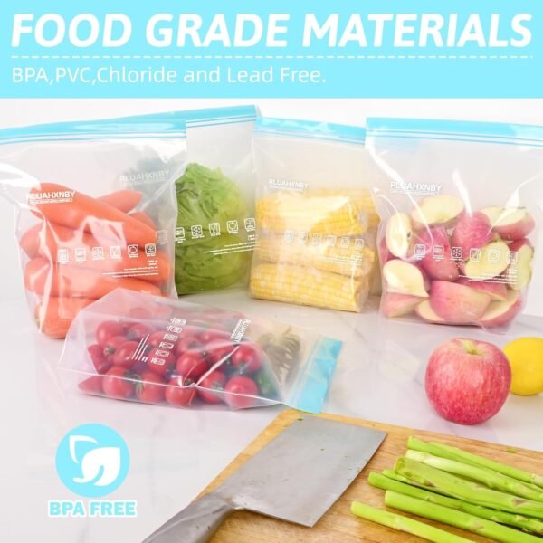 Reusable Freezer Bags Dishwasher Microwave Safe, Stand Up Silicone and BPA Free Reusable Sandwich Bags, Leakproof Reusable Food Storage Bags for Meal Prep - 12 Gallon (12) (12packs) - Image 7
