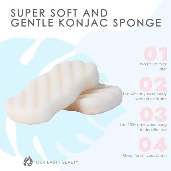 Konjac Body Sponge (2 Pack) | 100% Natural & Dye Free | Non-Toxic | Biodegradable | Eco-Friendly | Plastic Free Packaging - Image 8
