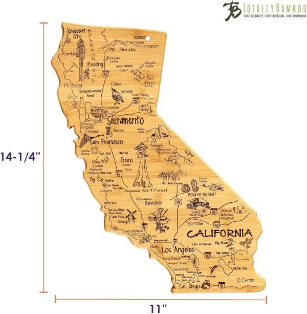 Totally Bamboo Destination California State Shaped Serving and Cutting Board, Includes Hang Tie for Wall Display - Image 7