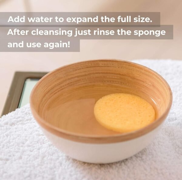 Facial Sponges - 50 Count Compressed Cellulose Face Cleansing and Exfoliating Sponges, Reusable Makeup Mask Remover, Round Face Cleaning Sponge Pads - Image 3
