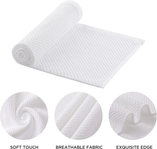 joybest Cotton Kitchen Towels, 4-Pack Waffle Weave Ultra Soft Absorbent Dish Towels Quick Drying Dish Cloths, 18 in x 28 in, White - Image 3
