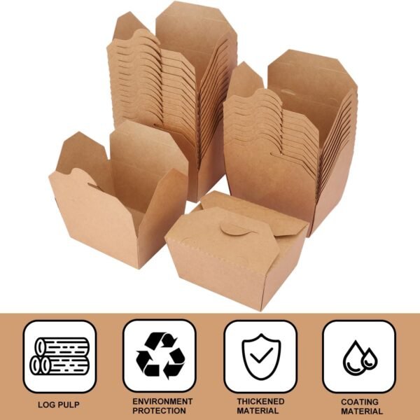 120 Pack 28 oz Cardboard Food Containers, Brown Take out Boxes, To Go Boxes for Food, Paper Food Containers For Food Delivery and Takeaway, Party and Catering Needs, Microwaveable - Image 3