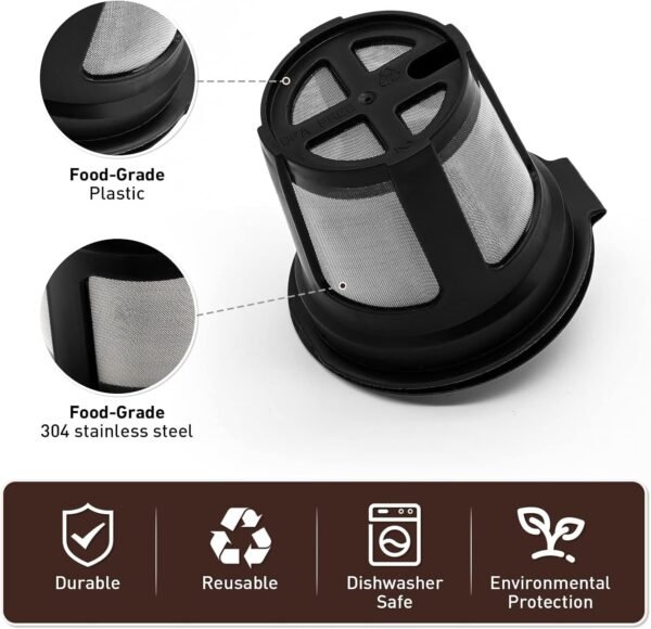 Reusable Coffee Filter for Ninja Dual Brew Coffee Maker, 3 Pack K Cup Reusable Coffee Pods and 2 Pack Coffee Maker Filter for Ninja Dual Brew Coffee Maker Ninja CFP301 CFP307 Coffee Maker - Image 5