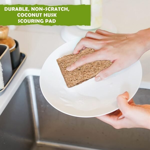 Coconut Husk Scrubber(3) Coconut Scouring Pads|Natural Dish Scrubber|Coconut Dish Scrubber|Eco Friendly Dish Scrubber|Coconut Scrubber|Coconut Husk Sponge|Coconut Husk Scouring Pad|Non-Scratch - Image 5