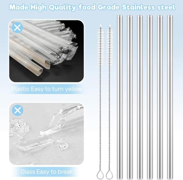 Straws Replacement for Hydrapeak Travel Tumbler 40 oz, Stainless Steel Straw Reusable Compatible with Hydrapeak 40oz Tumbler, 6 Metal Straws With 2 Straw Cleaner Brush - Image 5