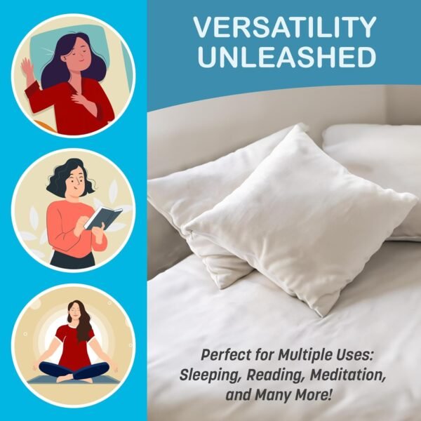 Turmerry Buckwheat Pillow Standard Size 20"X26" - USA Origin Hulls - Adjustable Loft and Firmness for Cervical Support for Back and Side Sleepers - Zippered Organic Cotton Cover - Sleeps Cool - Image 8