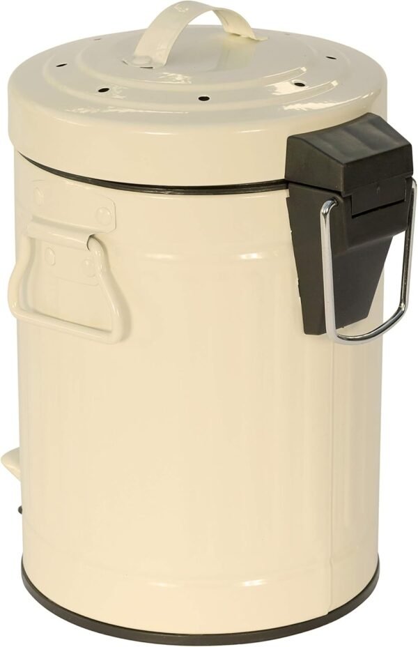 KitchenCraft KCCOMPBIN Kitchen Compost Bin with Pedal, Metal, 3 Litre, Cream - Image 6