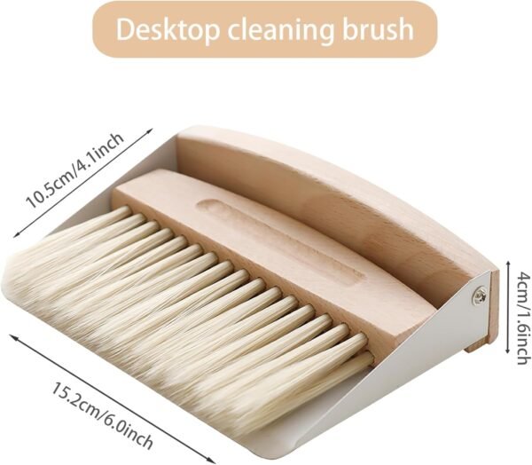 Mini Dustpan and Brush Set, Small Beechwood Broom and Dust Pan Set, Portable Cleaning Brush and Dustpan Combo with Natural Sisal - Image 3