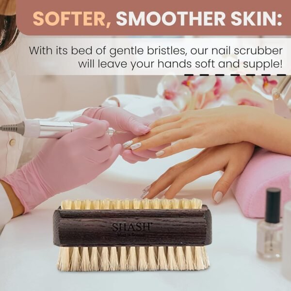 Since 1869 Hand Made In Germany Thermo Beech Wood Light Bristle Nail and Hand Brush - Image 2