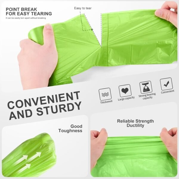 4-6 Gallon Small Trash Bags Strong Garbage Bags, Strong Material Disposable, Durable Plastic Trash Bags for Office Home Kitchen Waste Basket Liner, 5 rolls 100 count(Green) - Image 2