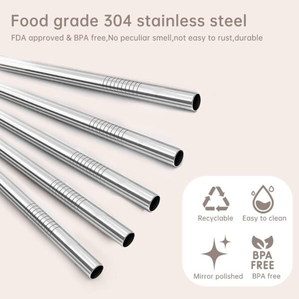 Metal Straw for Stanley Cup 20 OZ 14 OZ, Stainless Steel Straw Compatible With 20oz 14oz Stanley Cup Accessories, 6 Reusable Drinking Straws, With 1 Straw Cleaner(5pcs) - Image 6