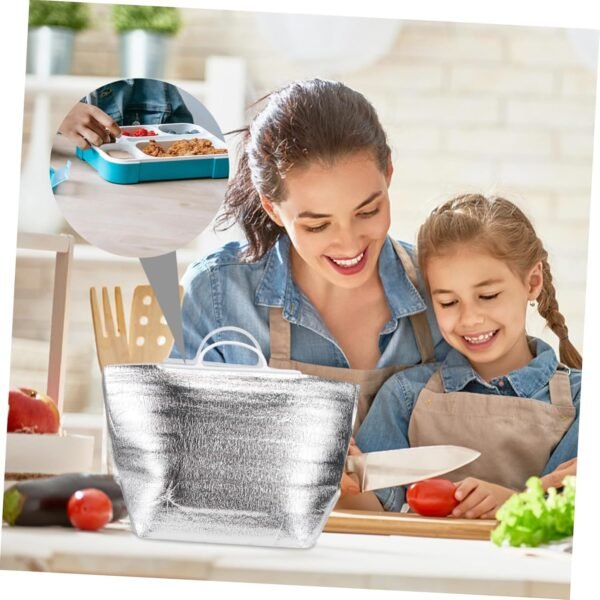 10pcs Food Storage Bag Insulated Lunch Bag Insulated Thermal Bags Lunch Tote Bag Cooler Bag Cool Bag Insulated Food Bags Bag Cooler Linch Bag Heated Bag Warm Bag Net Bag Silver - Image 5