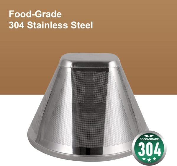 Reusable Coffee Filter No.4 Cone Coffee Maker Filters, 304 Stainless Steel Replacement Permanent Basket Filter for Ninja Coffee Bar Brewer Ninja CFP301 DualBrew Ninja Coffee Makers - Image 6