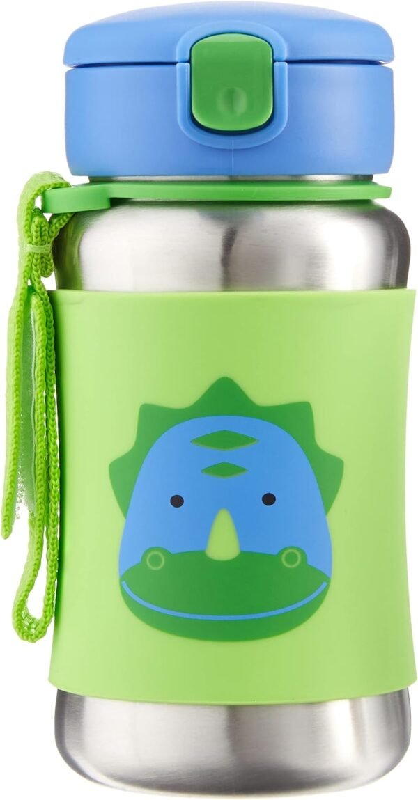 Skip Hop Toddler Sippy Cup with Straw, Zoo Stainless Steel Straw Bottle, Dino - Image 2