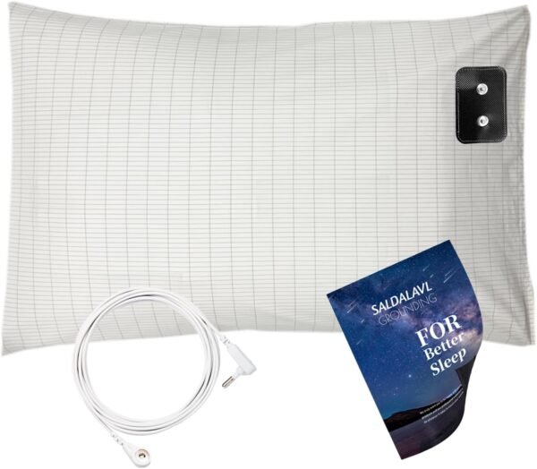 Grounding Pillowcase Queen Conductive Grounding Pillow Cases Organic Cotton Grounding Sheets with 15ft Grounding Cord for Better Sleep Pain Relief Improve Energy (20X30in) 1PC