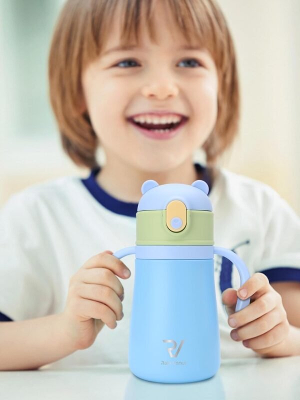 12oz Kids Insulated Water Bottle Double-Wall Vacuum Kids Water Bottle with Hygiene Silicone Straw Blowout-Proof Lid Insulated Water Bottle No BPA Durable Water Bottle Stainless Steel - Image 7