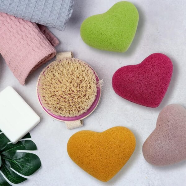 6 pcs Konjac Sponge, DaKuan Cordate Facial Sponges, Polychrome Face Sponges for Cleansing, Natural, Colorful, Gentle Exfoliation for Radiant Skin - Image 3