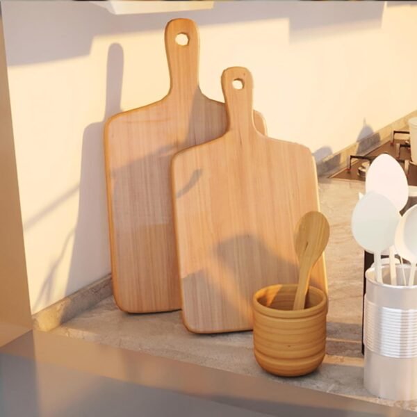 Bamboo Cutting Board Set of 3, cutting board with handle, Bamboo Board for Kitchen, Bread Cheese Serving Board Charcuterie Boards 15.8"x7.9" (3, 4020) - Image 3