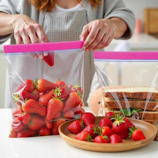 Gallon Size Food Freezer Bags 100 Count, Double Zipper Seal Storage, Reusable Storage Bags for Food Storage, Meat, Vegetables, Fruit - Microwave-Safe(10.43 x 9.84 in) - Image 5
