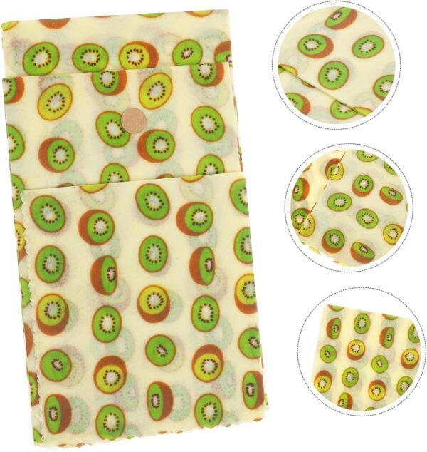 SHOWERORO Reusable Beeswax Wraps 3pcs Beeswax Organic Food Kiwi Fruit Supplies Reusable Food Wraps Food Wrapping Cloth Beeswax Cloth Beeswax Food Wraps Sandwich Cotton - Image 6