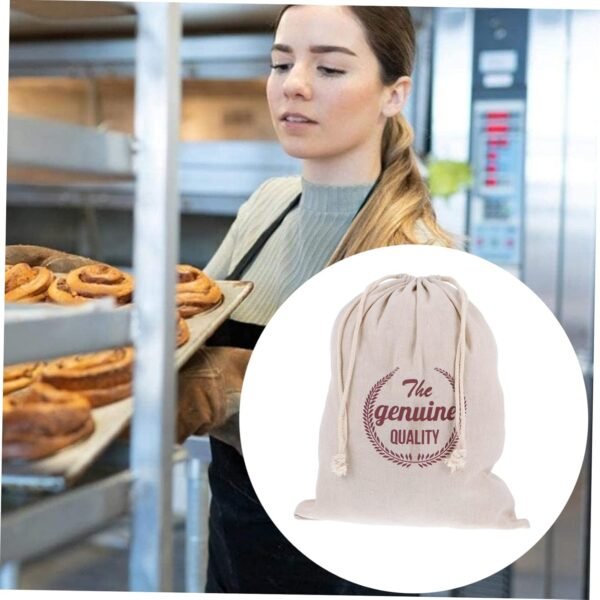 1pc Drawstring Bread Bag Linen Bread Bags Reusable Bread Bag Bread Storage Bag Unbleached Bread Bag Baguette Bread Grocery Bag Reusable Food Pouches Bag Reusable Loaf Bag Linen Bag - Image 2