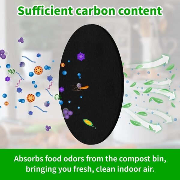 Charcoal Filters for Kitchen Compost Bin, 6 Pcs Compost Filters for Countertop Bin, 6.5 Inch Charcoal Filters for Compost Bucket, Activated Carbon Replacement Filters for Home Bucket Refill, Round - Image 6