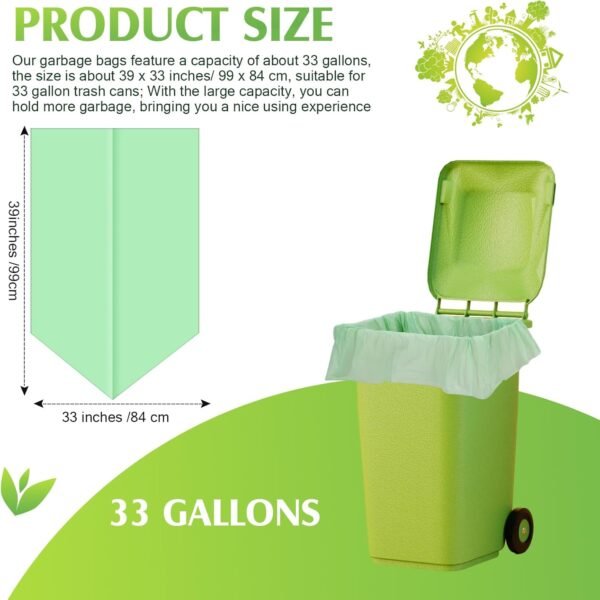 Zhanmai 60 Pcs 33 Gallon Trash Bags Large Portable Heavy Duty Garbage Bags Replacement Disposable Contractor Bags for Home Office Kitchen Camping Commercial Industrial Toilet Waste - Image 2