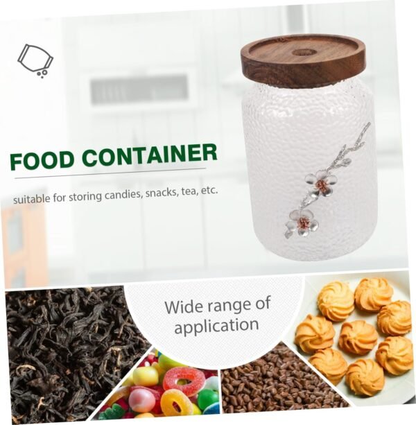 2pcs Glass Jar Containers for Food Wine Bottle with Lid Sugar Jar with Skeleton Decor Sugar Bowl Sugar Canisters Portable Tea Can Food Storage Snack Container Cereal Container Wood - Image 8