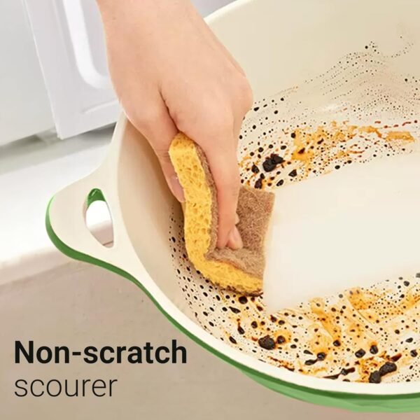 Premium Natural Kitchen Sponge | Non Scratch | Long Lasting | Waste Free | Washing up Kitchen | Natural Fiber | Eco-Friendly | Earth Friendly | Vegan | 6 Pack - Image 5