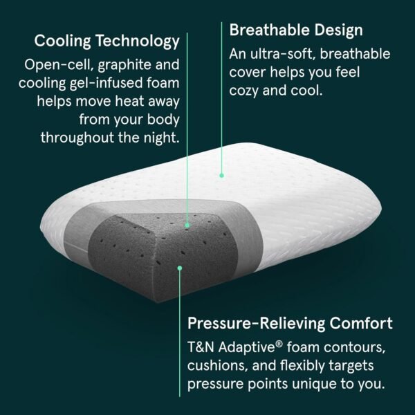 Tuft & Needle Premium Pillow, Standard Size with T&N Adaptive Foam, Sleeps Cooler & More Supportive Than Memory Foam Pillows, CertiPUR-US and Greenguard Gold Certified, 3-Year True Warranty,White - Image 2
