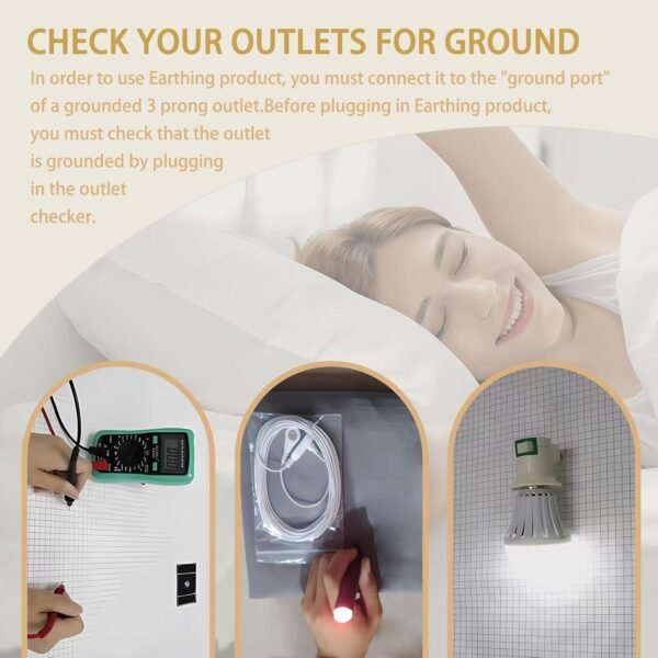 Grounding Fitted Sheet with Grounding Cord and Earthing Product Test Pen 90% Organic Cotton & 10% Silver Fiber Infused Conductive Bedding for Improved Sleep & Wellness Earthing Sheets Full Size Gray - Image 6