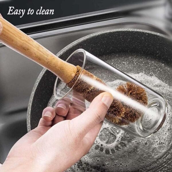 Kitchen Scrub Brush Set, Household Cleaning Brushes, Natural Cleaning Brushes for Dish/Bottle/Vegetable/Pan/Pot, Scrubber with Wooden Handle and Coconut Fibers Bristles .Pack of 2 - Image 3
