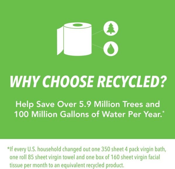 Recycled Paper Towels (2 Rolls) - Bulk Paper Towels - Paper Towels Half Sheet - Kitchen Paper Towels - Eco Friendly Paper Towels - Whitened Without Bleach - Free of Dyes, Inks & Fragrances - Image 6