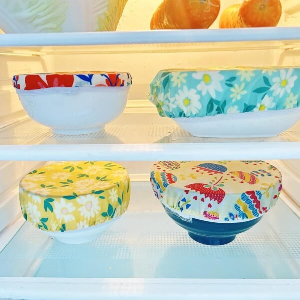 Reusable Beeswax Bowl Covers - Food Cover Stretch Edging, Stretchable Beewax Wrap, Elastic Storage Wraps for Storage Containers，set of 3 - Image 5