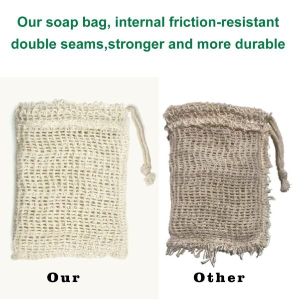 Soap Bag, 5 Pack Natural Sisal Soap Saver, Zero Waste Plastic-Free Soap Net, Foaming and Drying The Soap, Massage, Peeling - Image 3