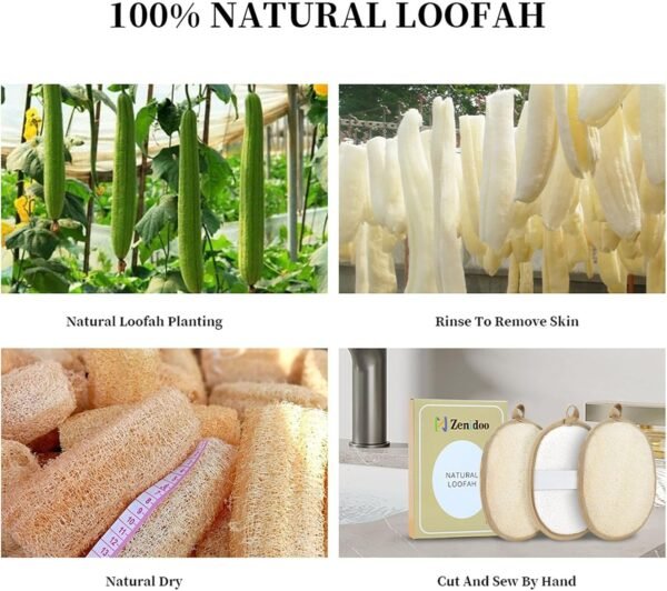 Exfoliating Loofah Sponge Body Scrubber（3 Pack),Zenidoo Natural Loofah Pads Bath Shower Loofa Sponge for Women and Men,Made with Eco-Friendly and Biodegradable Luffa Pads,Large Size - Image 6
