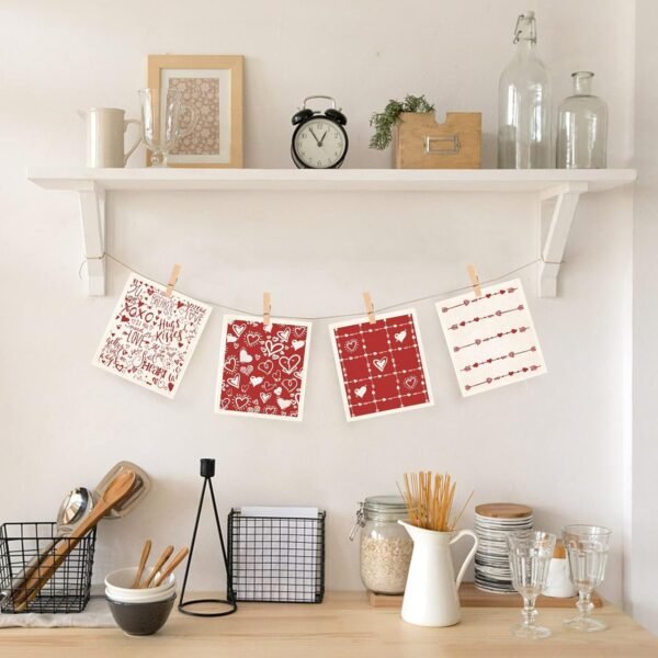Morigins Valentine's Day Swedish Dishcloths Reusable Sustainable Biodegradable Cellulose Sponge Cleaning Cloths for Kitchen Dish Rags Paper Towel Replacement - Image 6