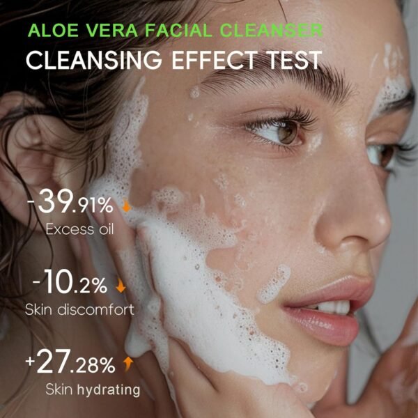 Aloe Vera Foaming Face Wash - Organic Foaming Facial Cleanser with Silicone Brush, Natural Face Wash for Women/Girls Clean Oil & Makeup, Soothing Skin, Foaming Cleanser Hydration for Sensitive Skin - Image 7