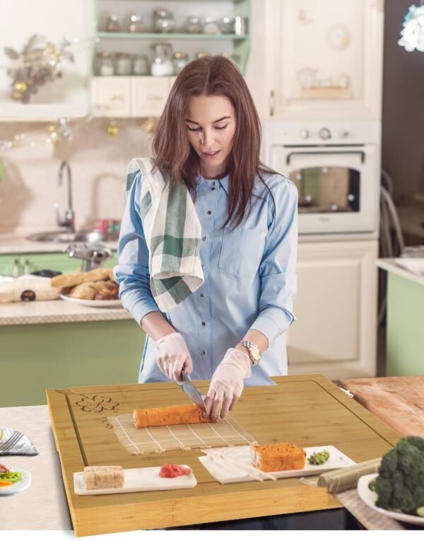 Noodle Board Stove Cover, Wellrain Bamboo Cutting Board Stove Top Cover with Handles for Electric Stovetop Gas Burners RV Sink Cover (Lucky Clover Design) - Image 4