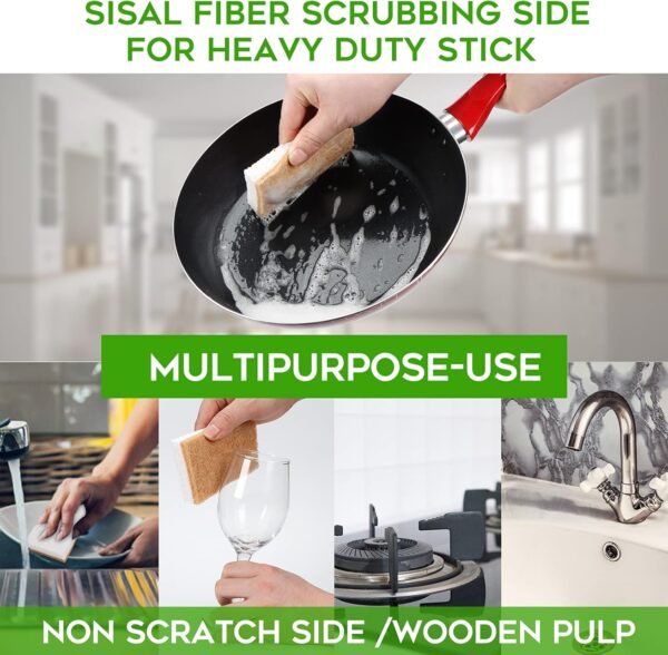 Natural Sponges Kitchen 9Pack,Eco Friendly Non-Scratch Scrub Sponge,Biodegradable Sisal Scrubber with Compostable Dish Sponges for Kitchen Cleaning… - Image 5