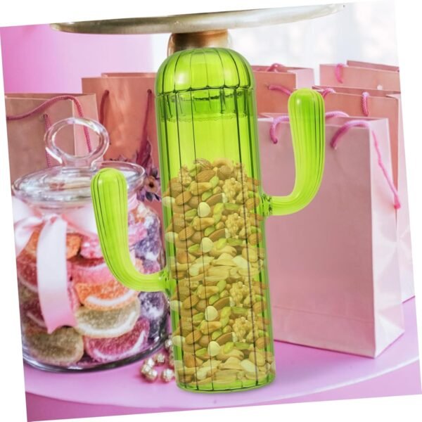Cactus Storage Jar Jam Jars with Lids Labels Coffee Beans Trinket Storage Container Candy Jar Cactus Shaped Container with Lid Flask Large Jars with Lids Mug Glass Green - Image 4