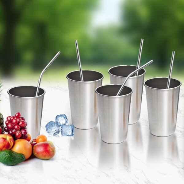 8 Pack Reusable Stainless Steel Straws, 2 Straw Cleaning Brushand 4 Silicone Tips with 1 Travel Case, Metal Straws for Smoothies Tumblers Cocktail MilkShake - Image 7