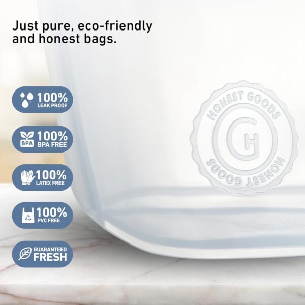 Honest Goods Silicone Food Grade Reusable Storage Bag, 7 Pack, Meal Prep, Snacks, Kid Food, Airtight Leak-Proof Premium Silicone Storage Bags, Microwave & Freezer-Safe (Clear) - Image 9