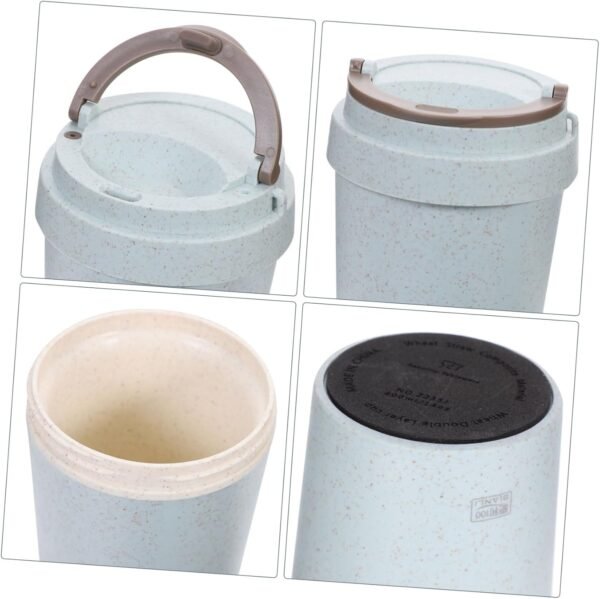 Straw Wheat Cups Tea Cup Insulated Coffee Mug Insulated Cup Mugs Travel Mug Reusable Coffee Cups with Lids Travel Coffee Mug Coffee Filters Insulated Mug Cup Holders Pp Blue - Image 7