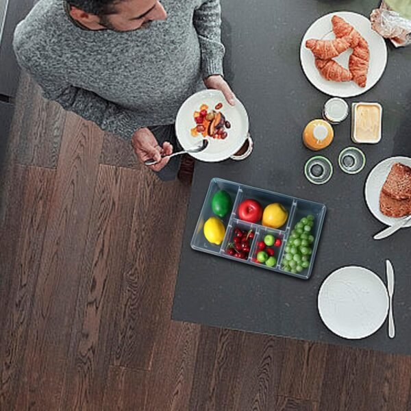 Clearnance Divided Tray with Lid Sealed Fruit Snack Serving Platter Vegetable Storage with 5 Beeswax Reusable Food Wraps (Clear, One Size) - Image 2