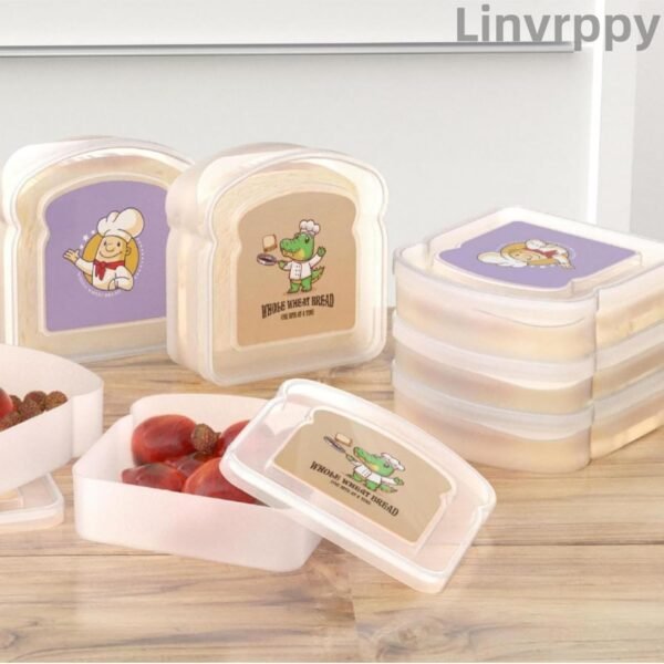 Bento Lunch Box Containers - 3 Compartment Wheat Straw Meal Prep Containers for Adult, BPA Free Plastic Reusable,Microwave & Dishwasher Safe,Portable Toast Bread Sandwich Box - Image 6