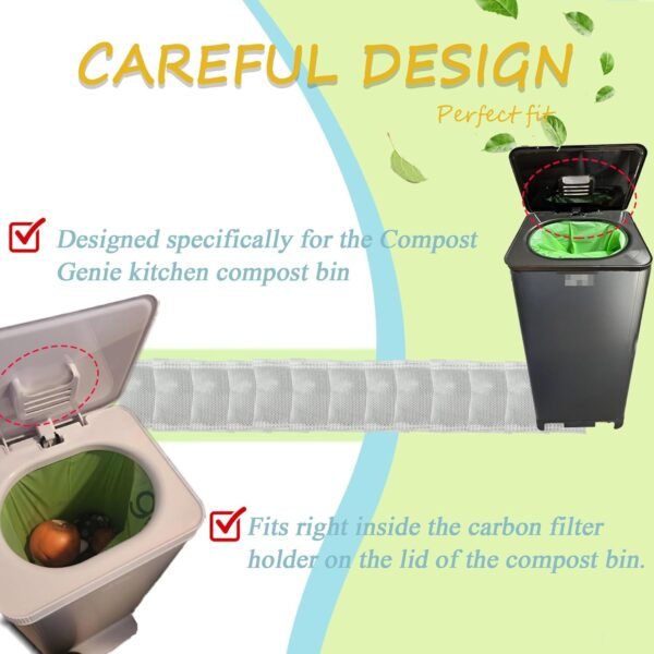 Compost Bin Deodorizers Carbon Filters Compatible with Compost Genie Kitchen Compost Bin, Replacement Coconut Shell Activated Carbon Purifying Deodorizer, 12 Pack - Image 2