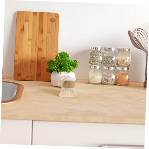 Dish Scrub Brush For Kitchen Sink Natural Washing Dish Brush Scrubber For Household Cleaning Cast Iron Brush Pots Pans And Vegetable White - Image 4