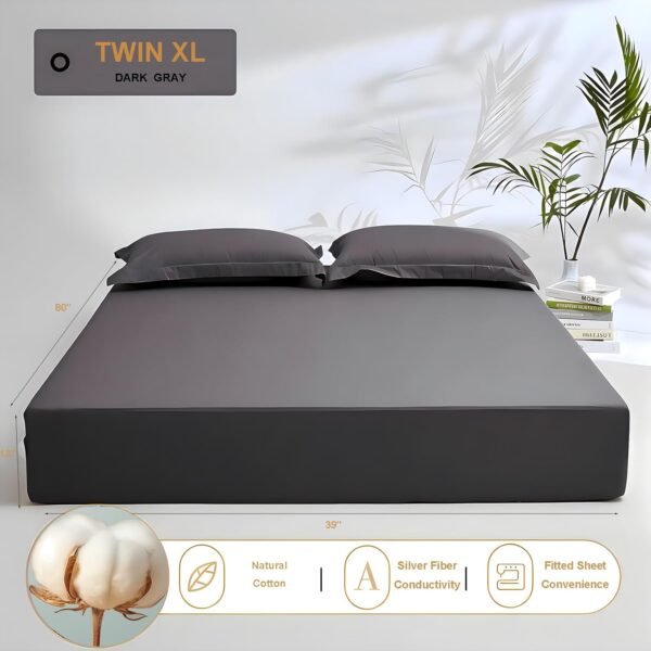 Grounding Fitted Sheet with Grounding Cord and Earthing Product Test Pen 90% Organic Cotton & 10% Silver Fiber Infused Conductive Bedding for Improved Sleep & Wellness Earthing Sheets Full Size Gray - Image 7